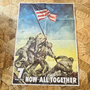 Original WW2 US propaganda poster Now All Together 7th War Loan Iwo Jima Japan! - Picture 1 of 14