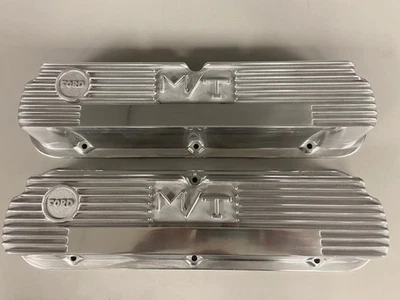 Cubiertas de válvula pulidas Holley 241-11 Ventige Ford 6 pernos 260-351W Mickey Thompson Foto 1 de 3