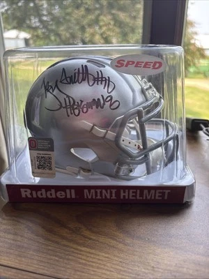 Troy Smith - Mini Casco Firmado Riddell OSU Buckeyes con Heisman (Auténtico Schwartz) Foto 1 de 4