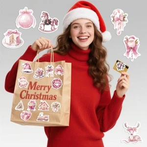 50Pieces Festive Pink Stickers Selfs Adhesive Doodles Art for Device - Picture 1 of 8
