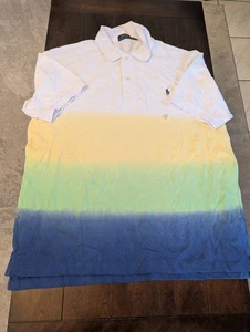Polo Ralph Lauren Para Hombre Calce Clásico Tinte por Inmersión Polo Blanco Amarillo Verde Azul 1XB  - Imagen 1 de 4