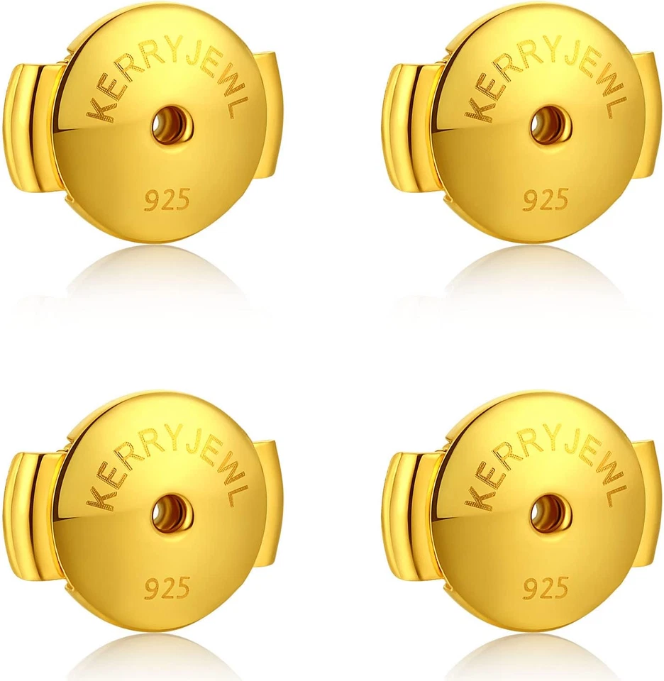 Brinco de bloqueio banhado a ouro 14K substituições para parafusos de diamante, 2 pares 925 ester - Imagem 1 de 4