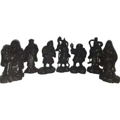 ANTIGUAS ESTATUAS JAPONESAS DE 7 DIOSES DE LA SUERTE TALLADAS A MANO Aprox. 7"  Foto 1 de 4
