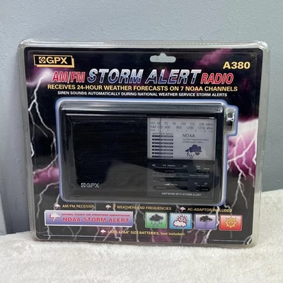 GPX Weather Radio AM FM Storm Alert A380 NOAA Channel Battery & AC Power NIP - Image 1 of 4