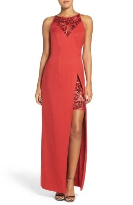 Vestido Rojo Ilusión Lentejuelas Colección JS Talla 10 Nuevo sin Etiquetas Foto 1 de 4