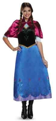 Anna Travelling Gown Disney Frozen Movie Fancy Dress Up Halloween Adult Costume - Image 1 of 2