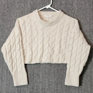 Aritzia Babaton Pullover Damen XS* Creme Glory Crop 100% Merinowolle 3/4 Arm - Bild 1 von 12
