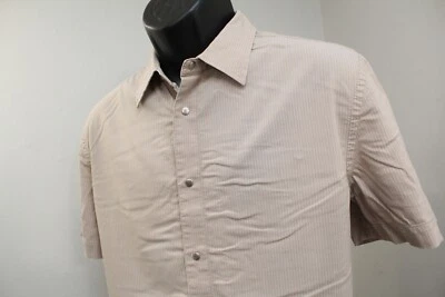 Armani Exchange AX Metal Snap Up Shirt Stretch Short Sleeve Striped Mens Medium - Image 1 of 4