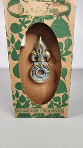 Visore per porta in ottone massiccio flora e fauna foro per sbirciare Fleur De Lis NOB - Foto 1 di 6