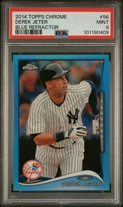 2014 Topps Chrome Derek Jeter Blue Refractor /199 New York Yankees #56 PSA 9 - Picture 1 of 2