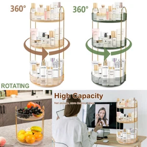 Rotating 3 Tiers Makeup Organizer Vanity Bathroom Countertop Organizer Valentine - Picture 1 of 15