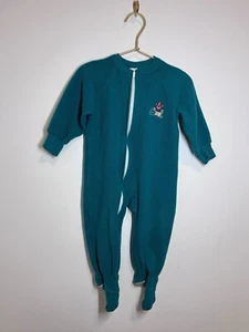 Vintage Carters Green One Piece Fleece Romper Football 2t - Picture 1 of 10