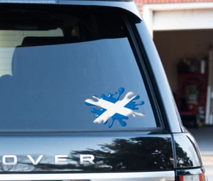 Schottische Saltire Flagge Splat lustig Aufkleber Aufkleber Auto, Van, Laptop, Türen National - Bild 1 von 1