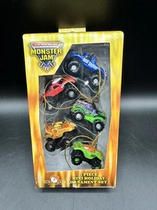 Kurt Adler 5 PC Mini Christmas Ornament Set Monster Jam Vintage 2005 - Picture 1 of 5