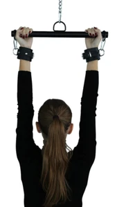 BDSM Bondage Leder Handfesseln Stand Hänge Fessel Metallstange Fesseln Kette - Bild 1 von 4