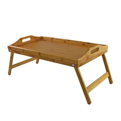 Bambus Holz Bett Tablett mit klappbaren Beinen Servieren Frühstück Schoß Tablett Tisch Mate - Bild 1 von 4