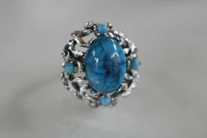 Anillo vintage de piedras preciosas turquesa - Imagen 1 de 4