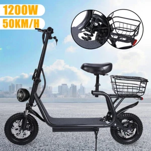 2000W Electric Scooter 50KM/H 50km Foldable Travel Adult Bike w/Seat 12'' - Picture 1 of 24