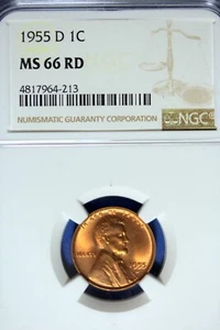 1955 - D NGC MS66RD LINCOLN CENT!! #B49371 - Picture 1 of 2