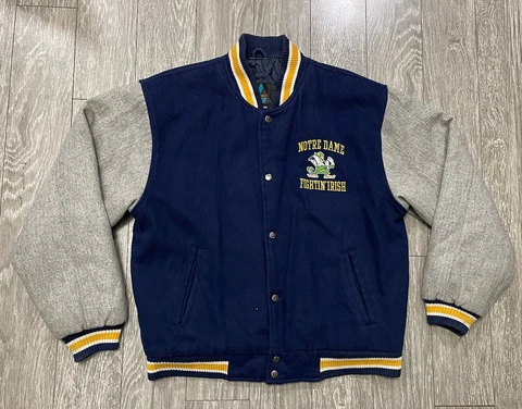 Vtg NOTRE DAME Fighting Irish Logo 7 Wool Blend Varsity Jacket Medium Cover