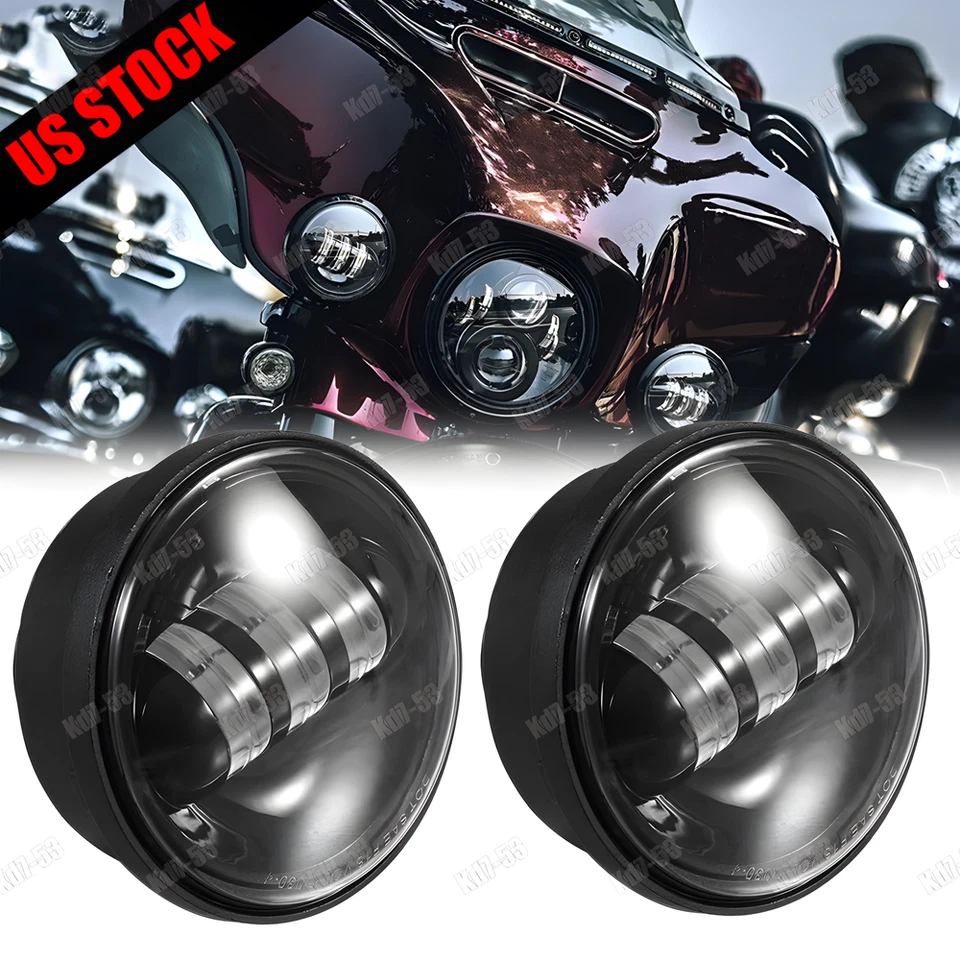 2 светодиодные точечные противотуманные фары дальнего света 4,5 дюйма 60 Вт для Harley Davidson сделано в США - Изображение 1 из 4