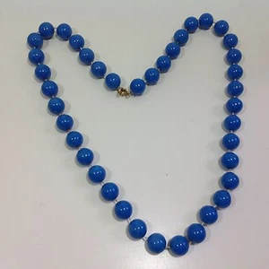 Grandmas Jewelry ~ Vintage Aqua Blue Beaded Necklace 24" - Picture 1 of 3