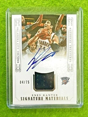 ENES KANTER FREEDOM AUTO NATIONAL TREAURES JERSEY CARD 2014-15 Panini  RPA # /75 - Image 1 of 4