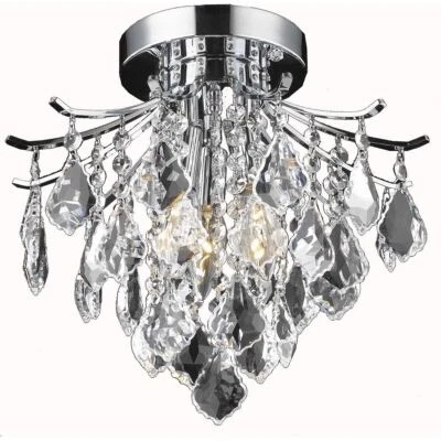 Chrome French Pendant Crystal Flush Mount Ceiling Light Kitchen Bathroom Fixture - Image 1 of 2
