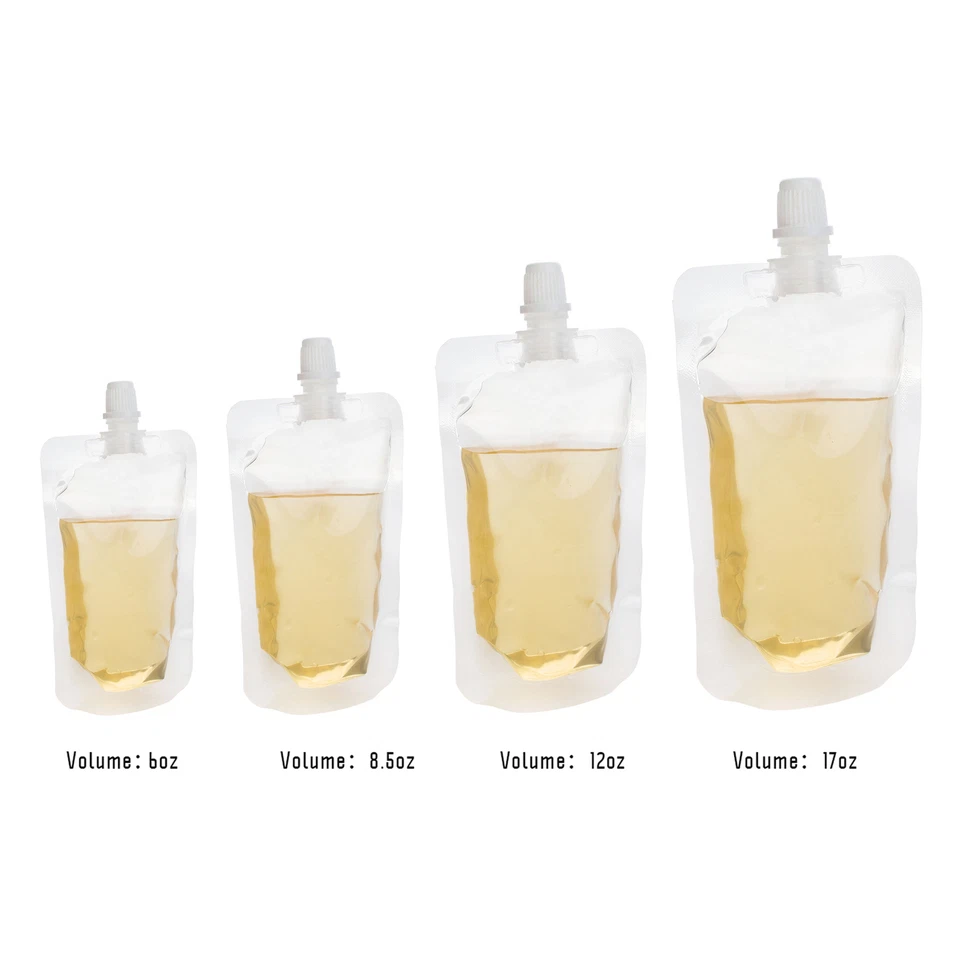 50PCS Clear Spout Stand Up Drink Pouch Juice Liquid Wine Packaging Bag 1.75-17OZ - Image 1 of 4