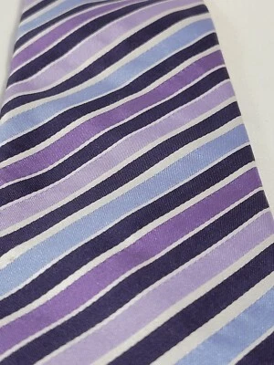 Corbata de poliéster a rayas azul marino/púrpura/blancas Giorgio Brutini para hombre Foto 1 de 4