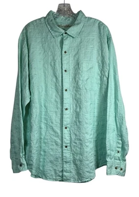 Caribbean Sz XL Men’s Linen LS Woven Shirt Lt Green Cabbage Roundtree & Yorke - Image 1 of 4