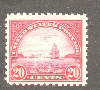 Scott#567 MNH OG 1922 20c Red Orange Golden Gate Flat Plate Perf 11 $60 Centered - Image 1 of 2