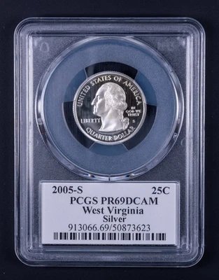 2005-S Silver Proof West Virginia Statehood Quarter PCGS PR69 DCAM WB623 - Image 1 of 2