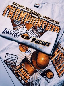 Vintage OG 00’s 2000 NBA Finals Lakers Vs. Pacers T-Shirt Tee DS Kobe Basketball - Picture 1 of 7