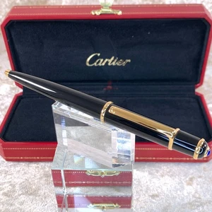 Cartier Ballpoint Pen Diabolo Black Resin 18k Gold Finished Details with Case - Picture 1 of 17