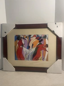 Vintage colorful art print framed Kelvin W Henderson Rejoice Dance artist signed - Picture 1 of 23