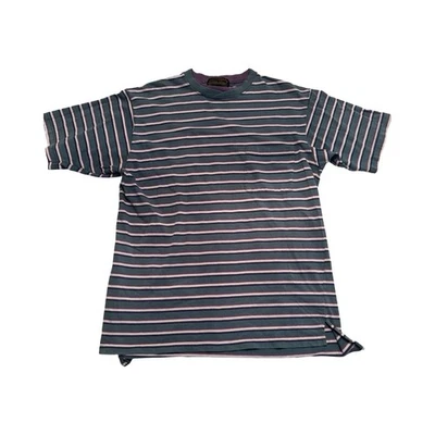 Camiseta De Colección Eddie Bauer Doble Cuello Bolsillo Talla Mediana Rayas EE. UU. Foto 1 de 3