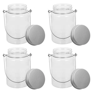 4pcs Plastic Jars with Lids: Small Clear Mason Jars with Sealing Lids and - Picture 1 of 20
