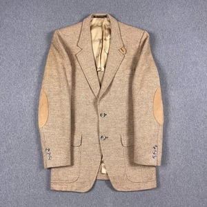 VTG Blazer Mens 38 Tweed Wool Leather Elbows Tower Bullocks Wilshire 40s 50s - Picture 1 of 16