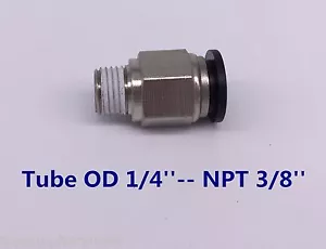 5pcs Male Straight Connector Tube OD 1/4" X NPT 3/8" Push In Fitting One Touch - Picture 1 of 2