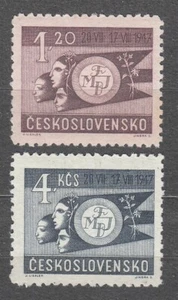 CZECHOSLOVAKIA 1947 SC#332/33 **MNH pair, World Youth Festival held in Prague, - Picture 1 of 1