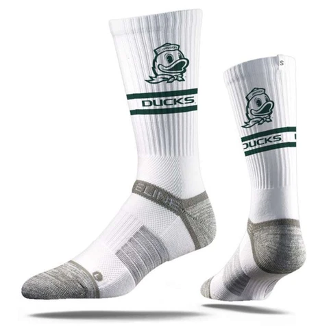 Oregon Ducks Strideline Premium Crew Sock - White Cover