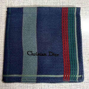 MAN HANDKERCHIEF LAYER BLUE STRIPED CLASSIC VTG COTTON POCKET ART SQUARE18”#CD33 - Picture 1 of 3