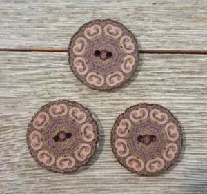 boho wood flowers sewing buttons 2 holes crafts 1 inch brown (set #200012) - Picture 1 of 2