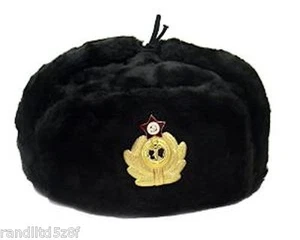 Authentic Russian Military Black Ushanka W/ NAVAL ANCHOR BADGE - Picture 1 of 5