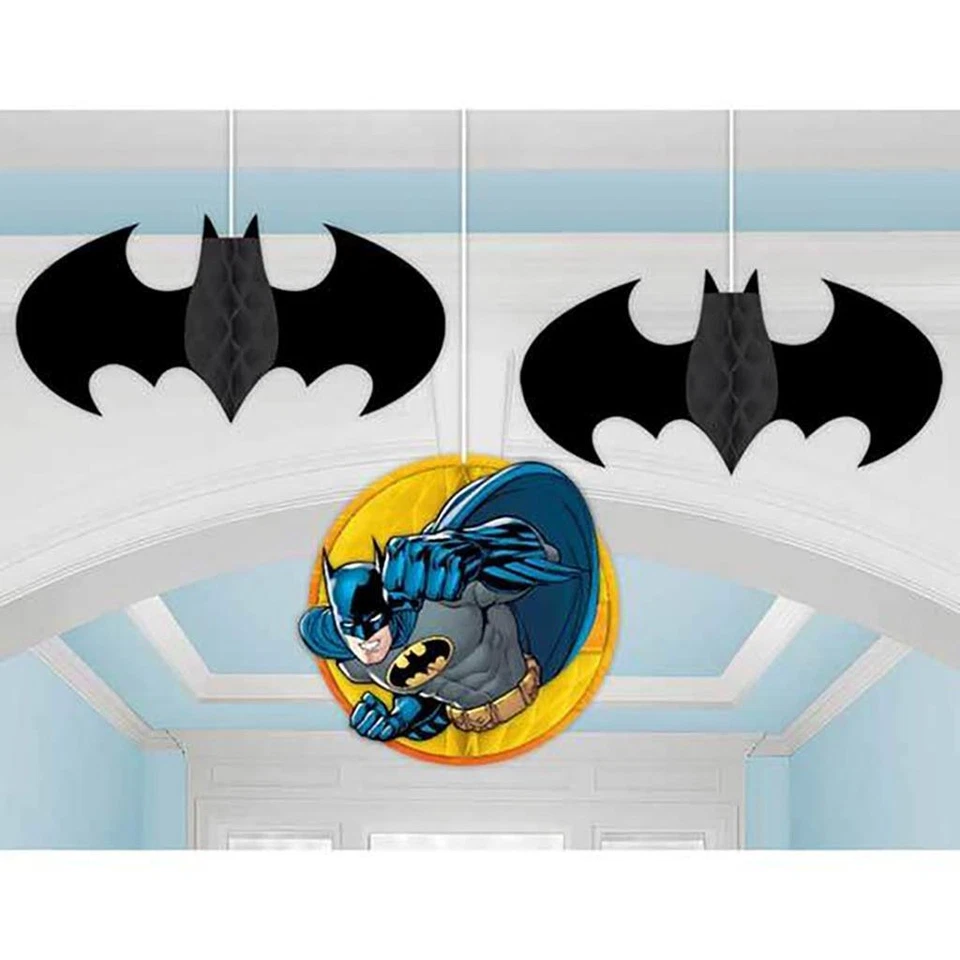 Batman DC Comics Superhéroe Panal Decoraciones Cumpleaños Fiesta Decoración 3 Piezas Foto 1 de 1