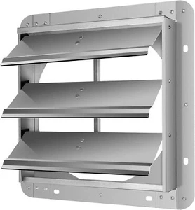 Air Vent White Aluminum Square Automatic Gable Shutter 14.96"D x 14.96"W x 1.38" - Picture 1 of 7