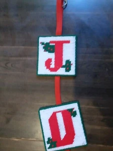 Vtg Handmade Needlepoint Plastic Canvas Joy Hanging Christmas Holly EUC  - Picture 1 of 7