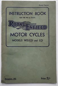 Royal Enfield Motorcycle WD/CO and CO Book 1938 Original Free UK Postage - Picture 1 of 7