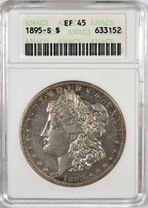1895-S SILVER MORGAN DOLLAR $1 ANACS EF 45 - Picture 1 of 2
